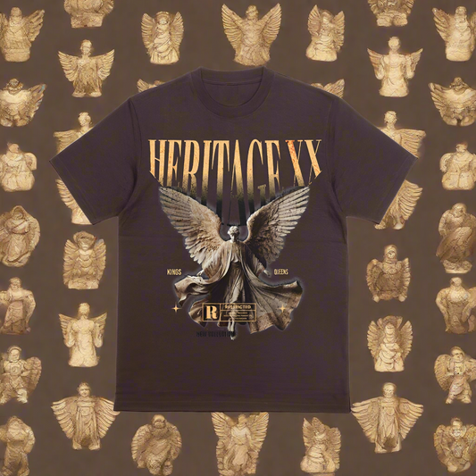 Heritage XX's Exclusive “WALKING ANGEL “ Brown Graphic T-Shirt