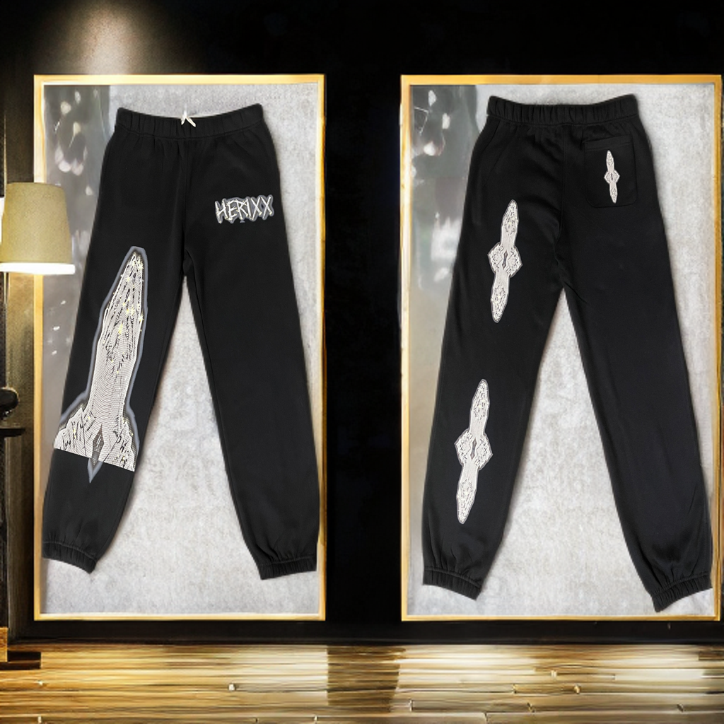 HERIXX BOLD BLACK SWEATPANTS