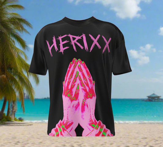 HERITAGE XX Black and Pink GRATEFUL HANDS T-Shirt