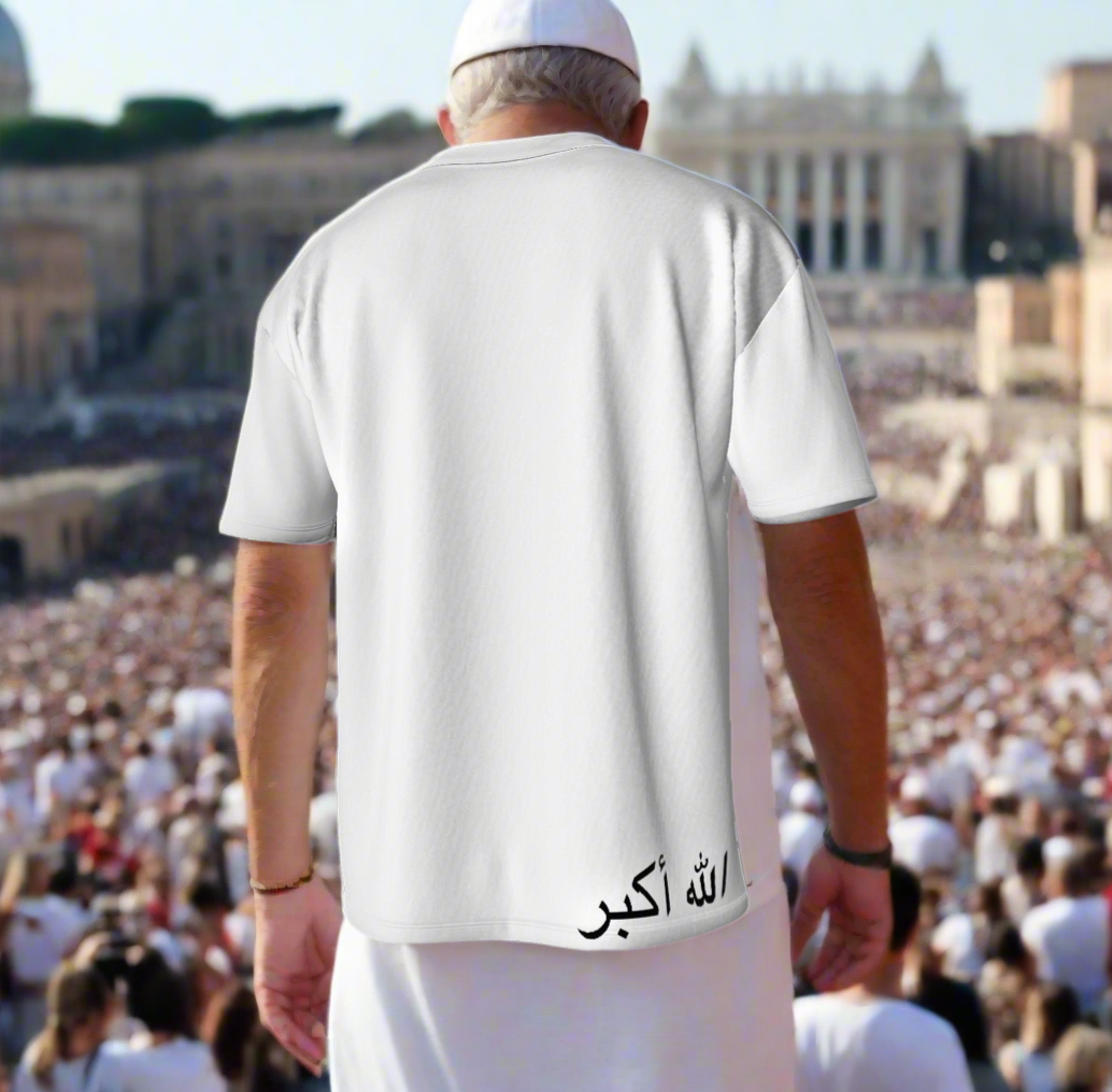 “ONLY GOD CAN HELP YOU” in ARABIC GREY & WHITE T-SHIRT