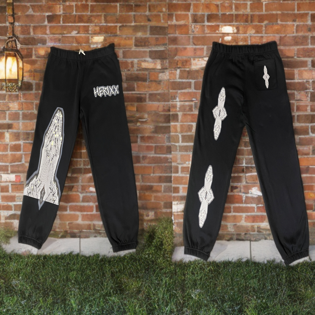 HERIXX BOLD BLACK SWEATPANTS