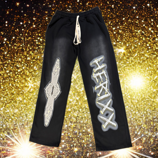 HERIXX BLACK SUN-DRIED WASH PREMIUM SWEATPANTS